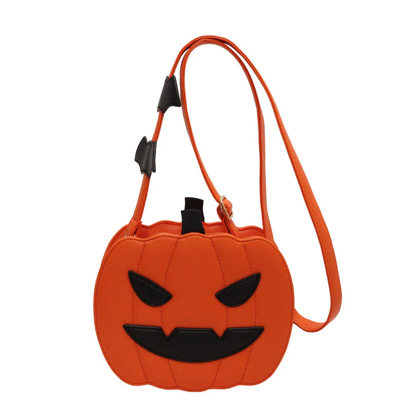 NEW Halloween Bags Funny Pumpkin Cartoon Shoulder Crossbody Bag with Bat Personalized