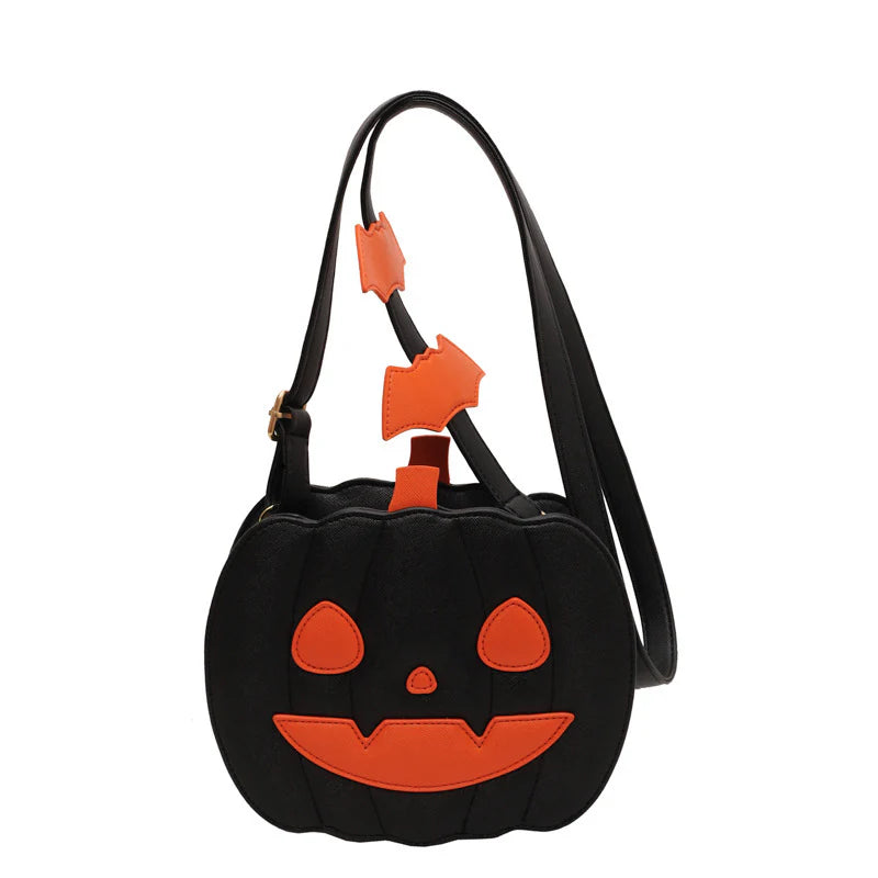 NEW Halloween Bags Funny Pumpkin Cartoon Shoulder Crossbody Bag with Bat Personalized