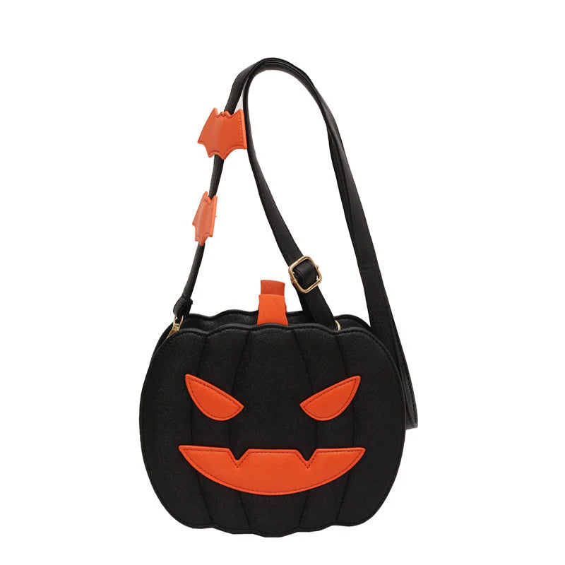 NEW Halloween Bags Funny Pumpkin Cartoon Shoulder Crossbody Bag with Bat Personalized